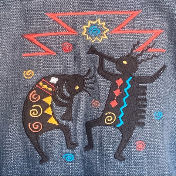 GAP Denim Jean Jacket Southwest Embroidered Native American Indian Art - Picture 6 of 13